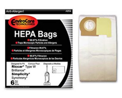 Riccar Type W Brilliance HEPA Vacuum Cleaner Bags (6 pack)