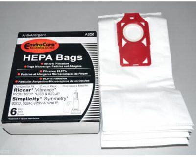 simplicity symmetry s20 hepa vacuum bags (6 pack) ENV A826