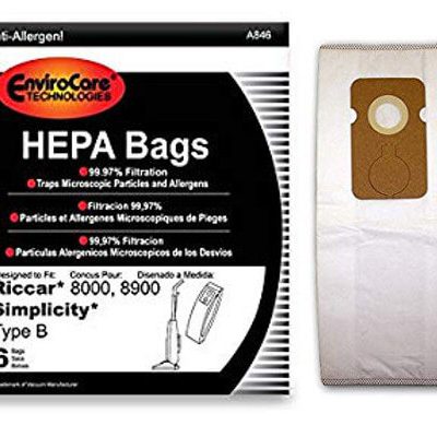 Riccar Type B HEPA Vacuum Bags for 8000 Series (6 pack)