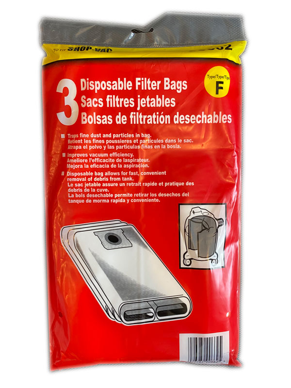 Shop Vac 90662 3PK 10-14 Gallon Disposable Filter Bags 