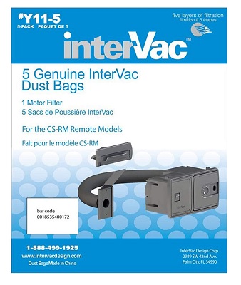 Intervac Csrm Series Rv/boat Vac Hypo-Allergenic Bags 5/pk + 1 Mtr Filter