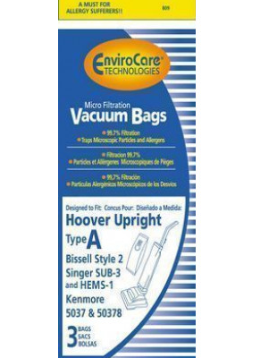 Hoover Type A Micro Lined Allergen Replacement Bags 809