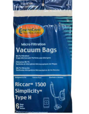 Simplicity Type H Vacuum bags 6 pack