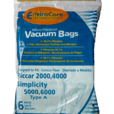 Riccarr Simplicity Upright Micro Replacement Vacuum Bags 2000 4000 6000 6pk 845