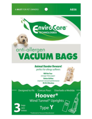 Hoover Type Y Allergen Replacement Vacuum Bags 3pk A856