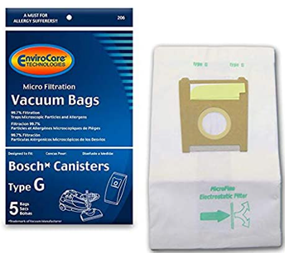 Bosch Type G Compact Canister Replacement Bags 5pk 206