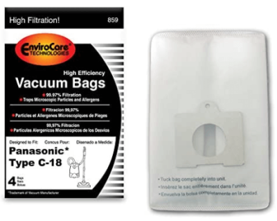 Panasonic Type C-18 Canister Allergen Replacement Bags 4pk 859