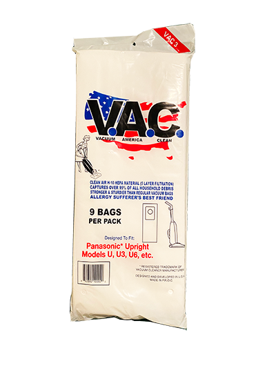 Panasonic Type U-3 & U-6 Cloth Vacuum Cleaner Bags (9 pk) Replacement Bags VAC3