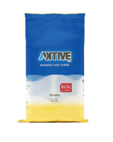 DISINFECTING WIPES 50 COUNT POUCH AKTIVE 5.5"X7.5"