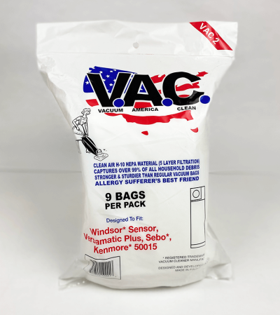 Windsor Versamatic Plus HEPA Vacuum Bags 9 Pack By V.A.C.