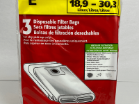 Type E - 9066133- Shop-Vac® 5-8 Gallon* Disposable Filter Bags (3 Pack)