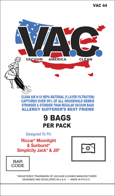 Simplicity Jack & Jill Replacement HEPA Vacuum Bags 9 Pack