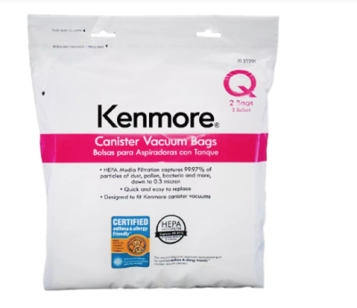Kenmore Vacuum HEPA Bag Type Q 2 pack 53291 50557